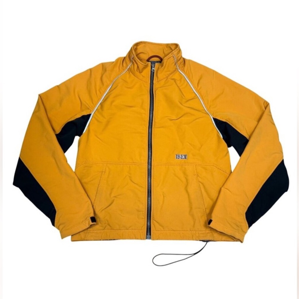 Ibex Climawool Lite Softshell Jacket Mens Large Yellow Black Merino Wool Outdoor